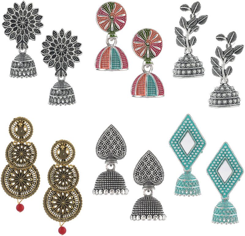 All in One Combo of 6 pair Party wear Jhumki Earrings Set for girls and women Alloy Jhumki Earring, Earring Set, Drops & Danglers