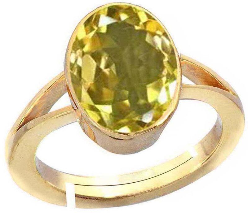 Citrine (Sunehla) 9.25 Ratti or 8.50 Ct Panchdhatu (5 Metal) Men Adjustable Stone Ring