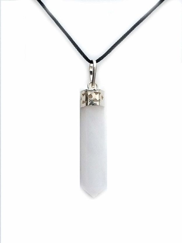 king white agate pencil shaped crystal pendant Agate Crystal Pendant
