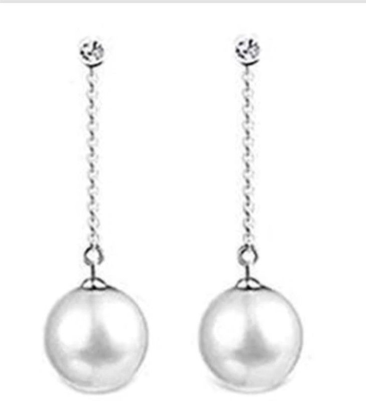 The Long Section Of New Fashion Earrings Pearl Tassels Drop Long Earrings | Simple stylish long pearl hanging earrings Metal Drops & Danglers