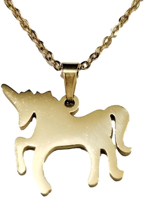 Pendant chain Gold Matte stainless steel Unicorn pendant for girls Valentine Gifting Jewellery Metal Locket