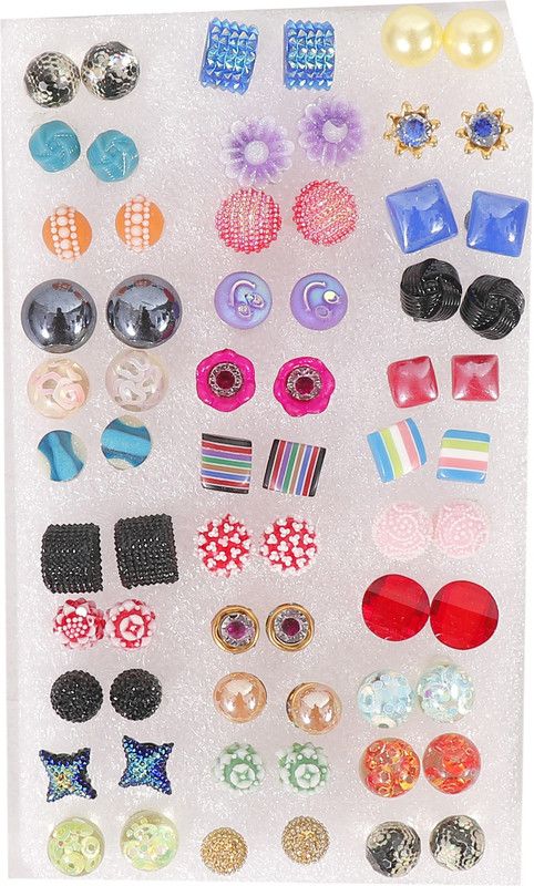 33 Pair Stylish Stud Plastic Earring Multicolore Girls and Women Beads Plastic Stud Earring