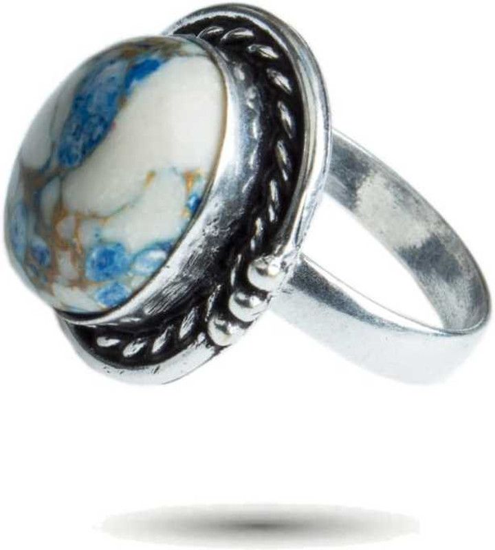 Oxidised Adjustable Stone Studded Fashion Ring for Girls & Women Brass Agate Ring