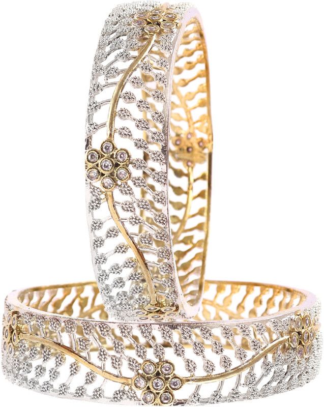 Alloy Cubic Zirconia Gold-plated Kada  (Pack of 2)