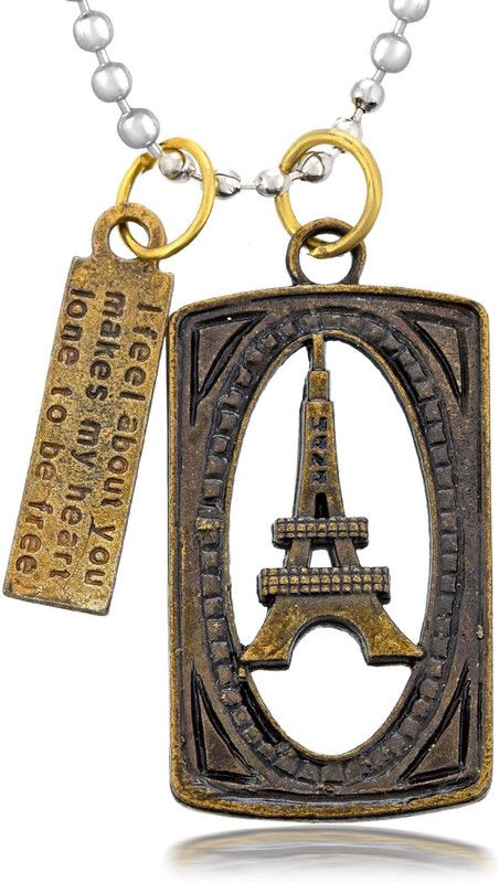 Bronze Dog Tag Paris Eiffel Tower Charm Cross Vintage Fashion Trendy Fashion Status Necklaces Pendant Men and Women Silver Brass, Bronze Pendant