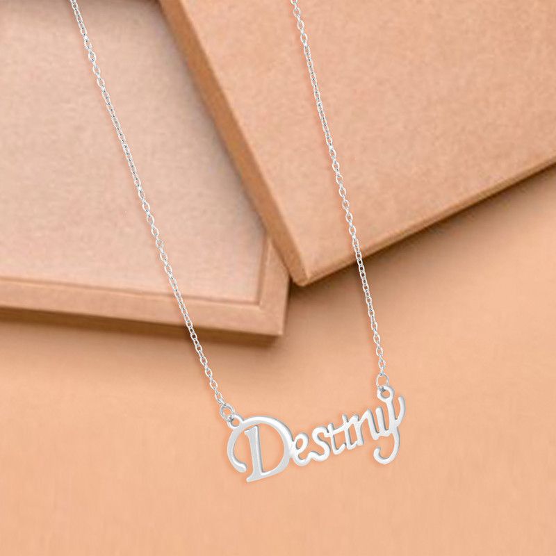 Desttny Name Letter Locket Chain Necklace For girlfriend boyfriend boy girl Brass, Copper, Sterling Silver Steel, Stainless Steel, Metal, Alloy Pendant