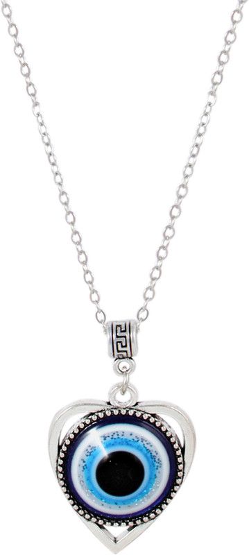 Silver Evil Eye Pendant Heart Shape Evil Eye Chain For Men Boys Mens Jewelry Silver Plated Stainless Steel Chain