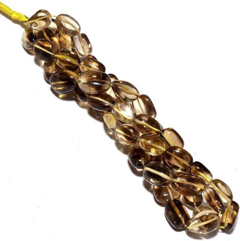 13 inch strand of gem bio lemon quartz 8-12mm tumble smooth beads Quartz Stone Necklace
