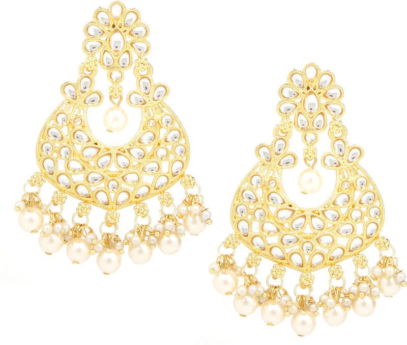 Antique Stylish Traditional Bridal wear White Earring for Women and Girls Alloy Earring Set