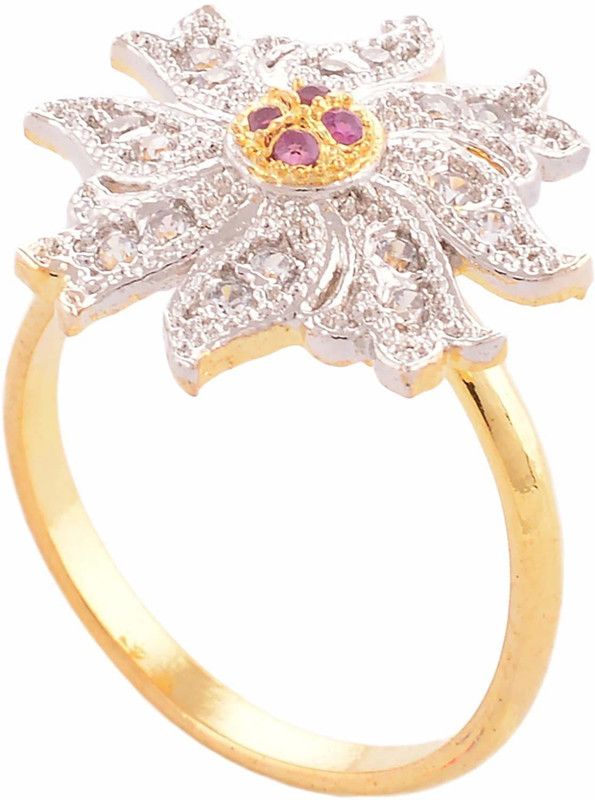 MARVEL JEWELRY 22K GOLD PLATED AD FINGER RING Alloy Cubic Zirconia Gold, Rhodium Plated Ring