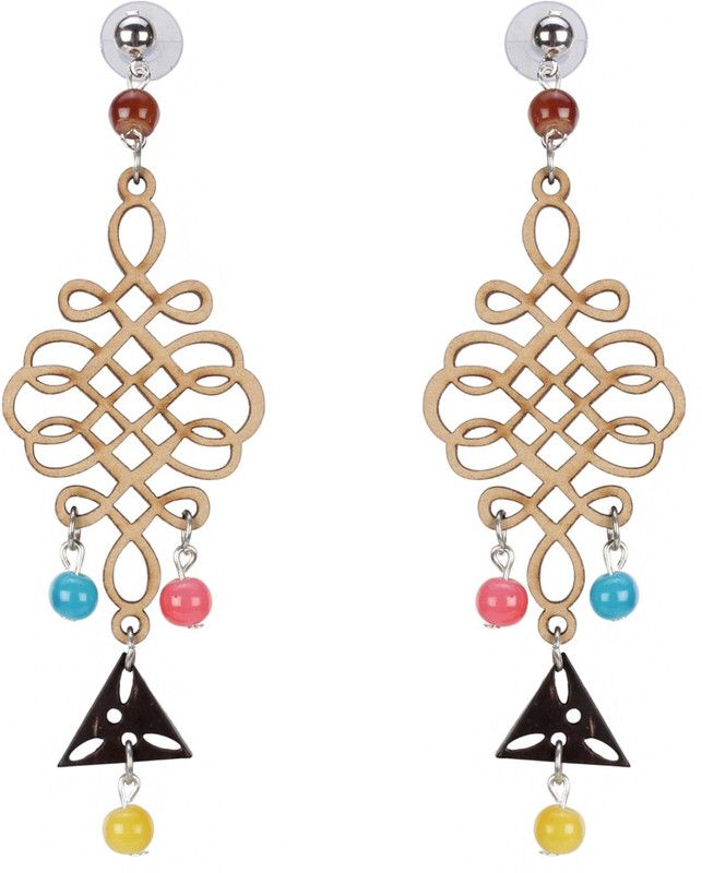 Multicolored Wooden Dangler Earring Wood Drops & Danglers
