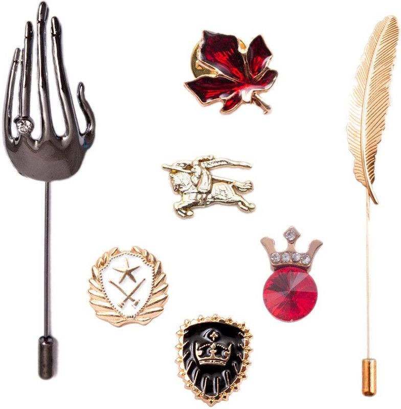 To The Nines Brooch/Lapel Pin for Men -Combo Pack of 7 Brooch  (Gold)
