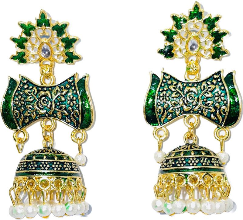 GREEN EARRING Brass Jhumki Earring