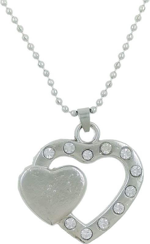 Two Heart Design Pendant with Chain with Chain for Girls/Friends & Couples Rhodium Stainless Steel Pendant