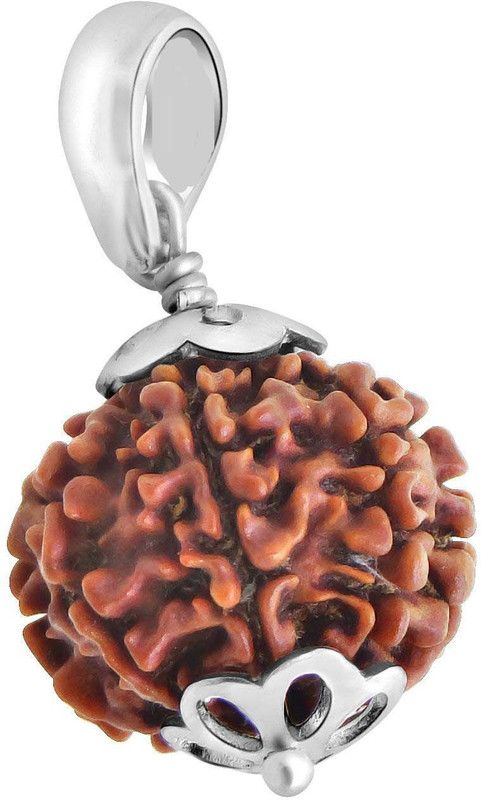 Certified Natural Eight Mukhi (8 face) Rudraksha With Lab Tested Certificate 925 Sterling Silver Wood Pendant