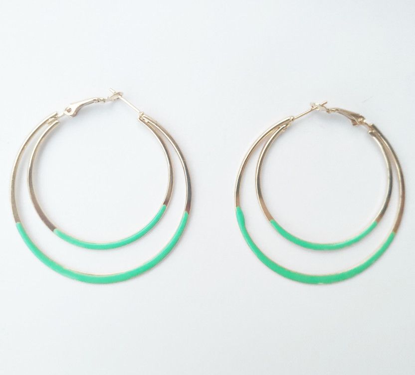Fancy Designer Double Moon Local Charm Gold-Plated Contemporary Drop Earrings Metal Drops & Danglers Alloy Hoop Earring