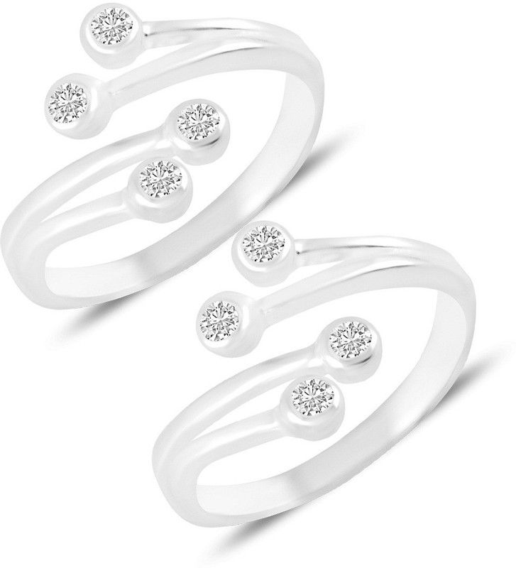 Sterling Silver Cubic Zirconia Silver Plated Toe Ring