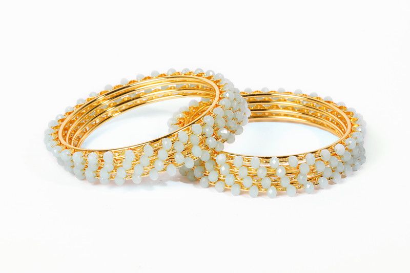 Brass Crystal Gold-plated Bangle Set  (Pack of 8)