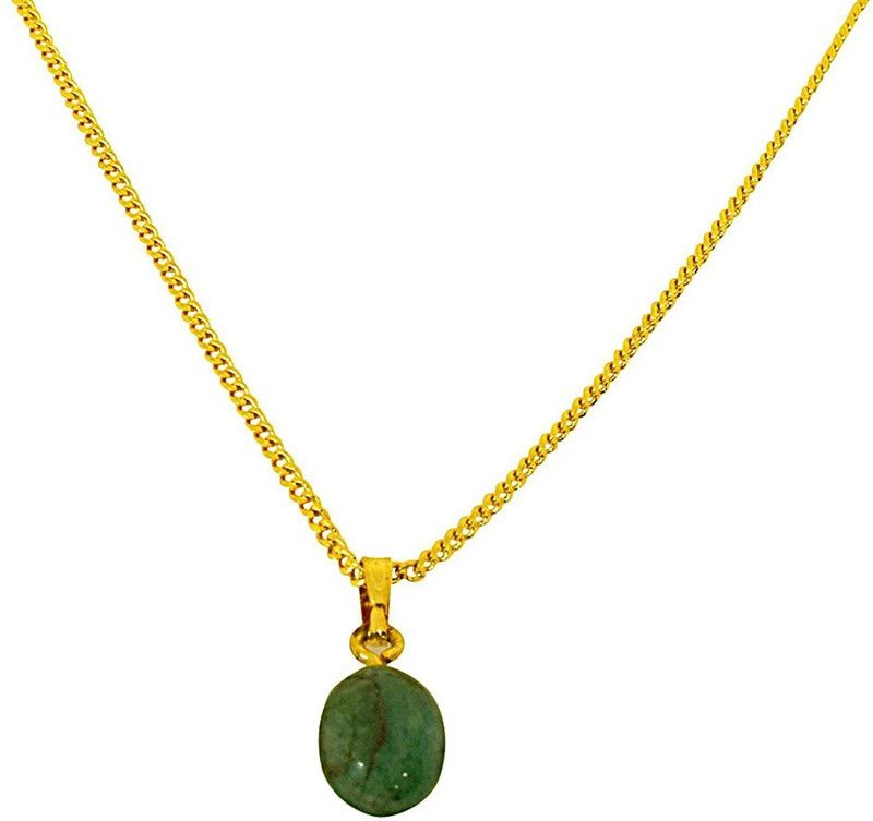 4.03 cts Real Natural Green Emerald Pendant for Girls with Gold Plated 22 in Chain (4.03cts EMR) Emerald Metal Pendant