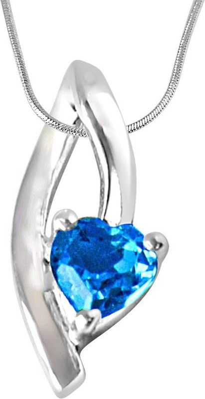 Moonshine Heart Shaped Blue Topaz Set in 925 Sterling Silver Pendant with 18 IN Chain (SDP299) Sterling Silver Topaz Sterling Silver Pendant