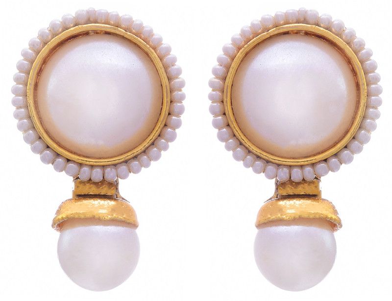 Traditional & Ethnic One Gram Gold Plated Designer Earring with Pearls for Women & Girls Pearl Copper Stud Earring