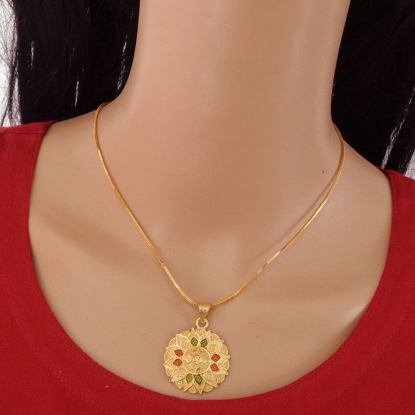 Ramdev Art Fashion Locket Pendant Fine Gold Plated Designer Jewelry with Chain for Women & Girls Gold-plated Brass Pendant Gold-plated Copper Locket