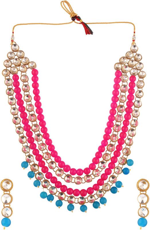 Alloy Jewel Set  (Pink, Blue)