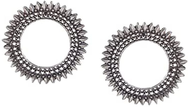Silver Plated Silver, Alloy Earring Set (Pack of 1 earring set) Brass Hoop Earring