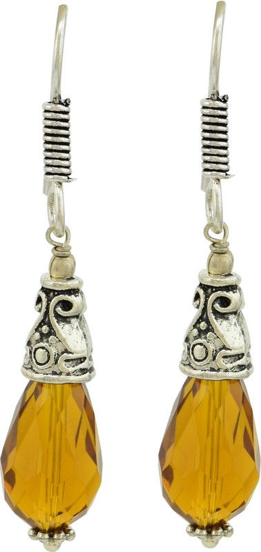 Ethnic Antique Oxodised Silver Plated Stylish Clear Drop Party Wear Alloy Drops & Danglers