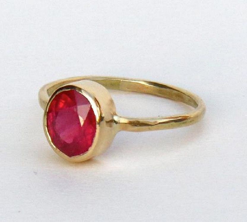 Natural Ruby Ring Stone Ruby Gold Plated Ring