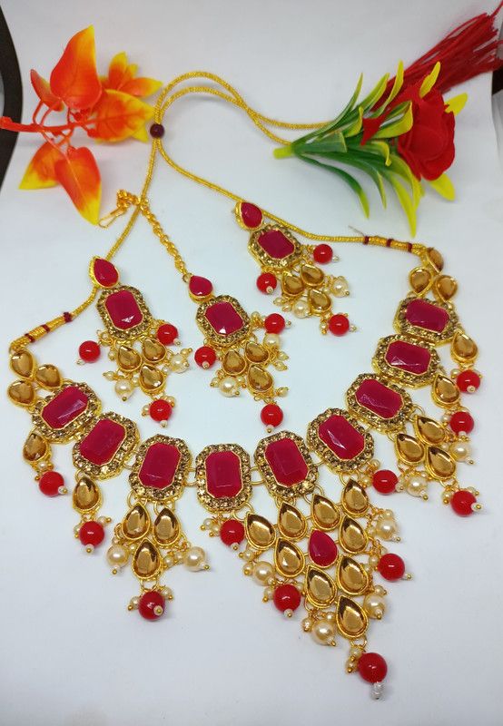 Alloy Jewel Set  (Ruby Red, Gold)