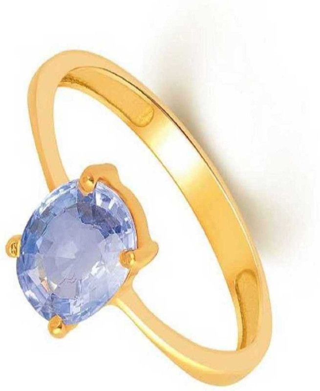 Blue Sapphire Natural Neelam Ring Gold Plated Ring Copper Sapphire Gold Plated Ring