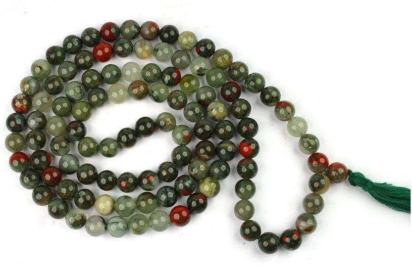 Bloodstone Mala 8 mm Round 108 Beads Mala Semi Precious Gemstone Crystal Necklace Beads, Crystal Crystal Chain
