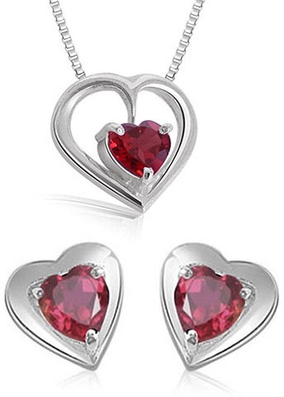 Sterling Silver Sterling Silver Red, Silver Jewel Set  (Pack of 1)