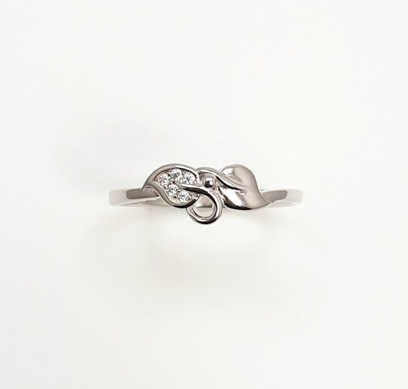 Sterling Silver Zircon Rhodium Plated Ring