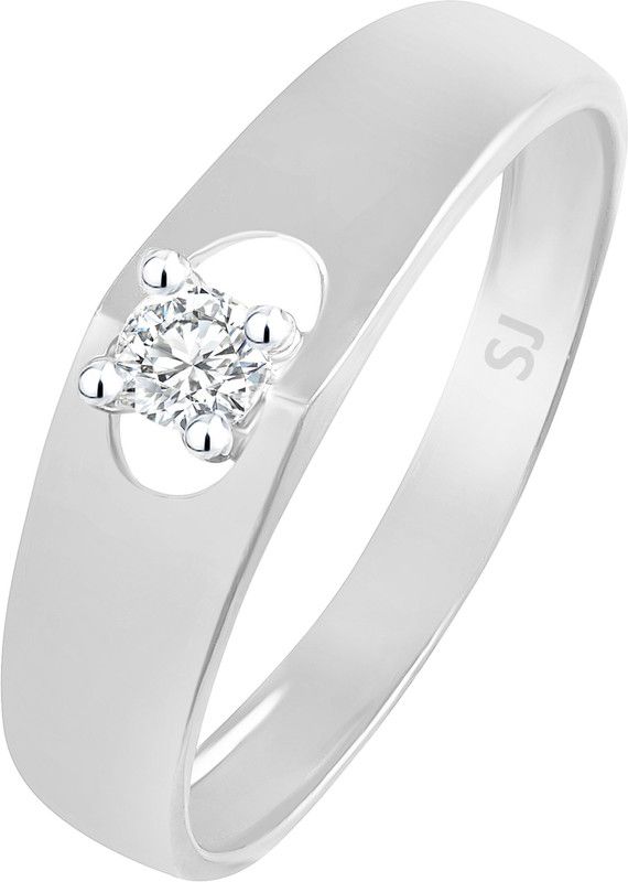 Simple Single Solitaire Alloy, Brass Cubic Zirconia Rhodium Plated Ring