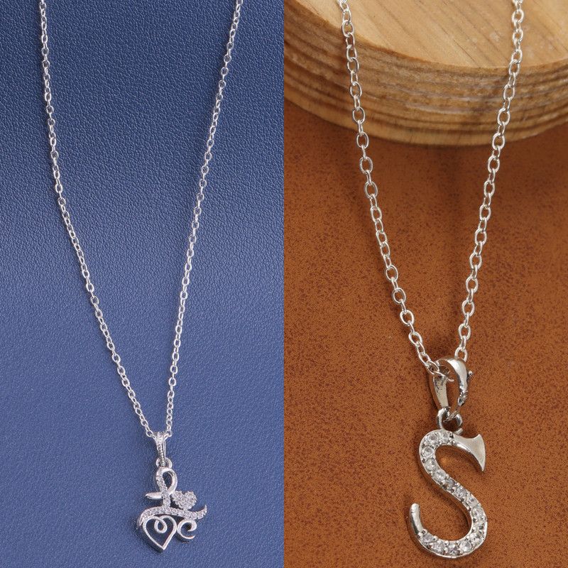 New Exellent Finished Necklace Chain Combo For Women,Girls Silver Plated Alloy Necklace