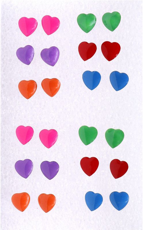 Multi-Color Heart Medium Size Stud Earrings Plastic Stud Earring