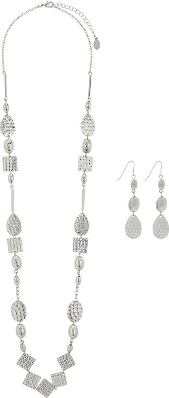 HAMMERED GEO ROPE & Alloy Necklace Set