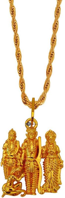 Lord Ram Laxman Sita Hanuman Religious Hindu God chain Pendant Locket necklace Temple Jewellery Lover Gift for Men & Women Gold-plated Brass Pendant