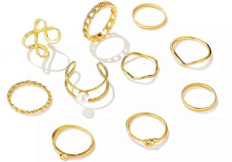 Oxidized Gold Color Bohemian Midi Rings for Women Alloy Gold Plated Ring Set