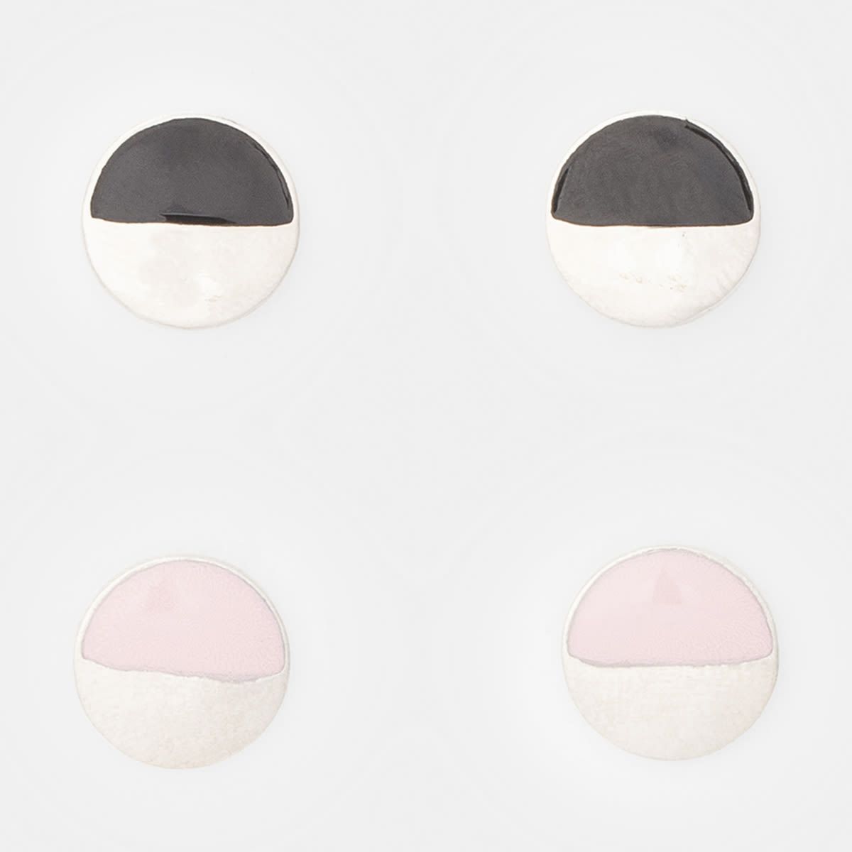 2 Pack Half Coloured Stud Earrings