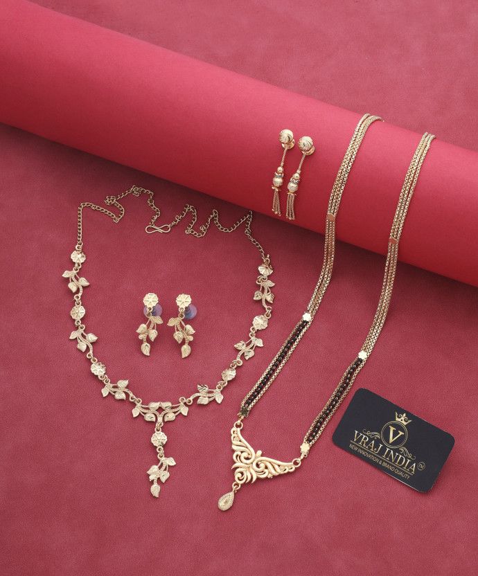 Brass, Copper Gold-plated Gold Jewel Set  (Pack of 2)