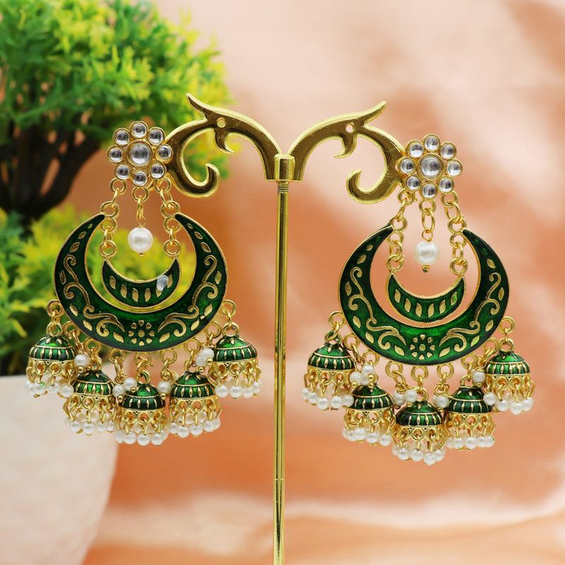 5 EARRING JHUMKI Brass, Stone, Alloy Jhumki Earring, Earring Set, Hoop Earring