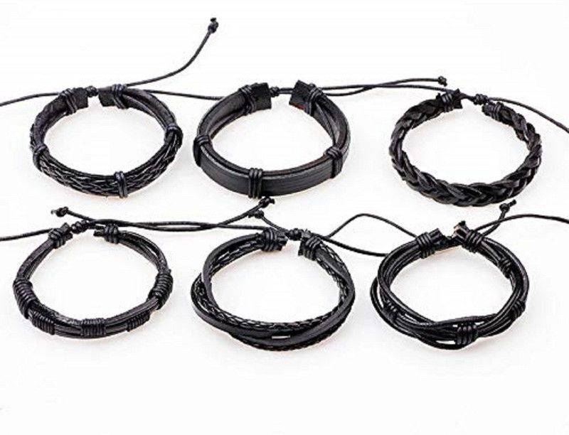 Leather Bracelet Set  (Pack of 6)