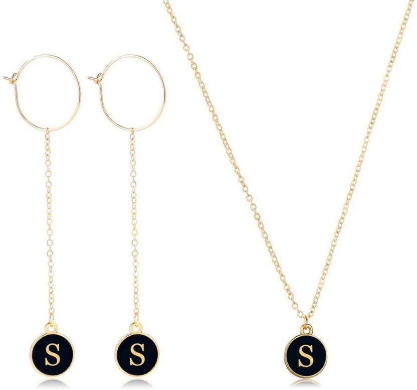 Stainless Steel Gold-plated Gold, Black Jewel Set  (Pack of 1)