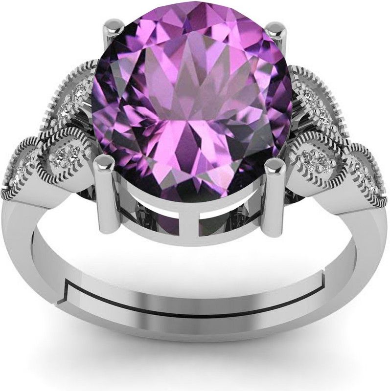 9.25 Carat Natural Amethyst Stone Ring Astrological Birthstone Silver Ring& Girl Silver Silver Plated Ring