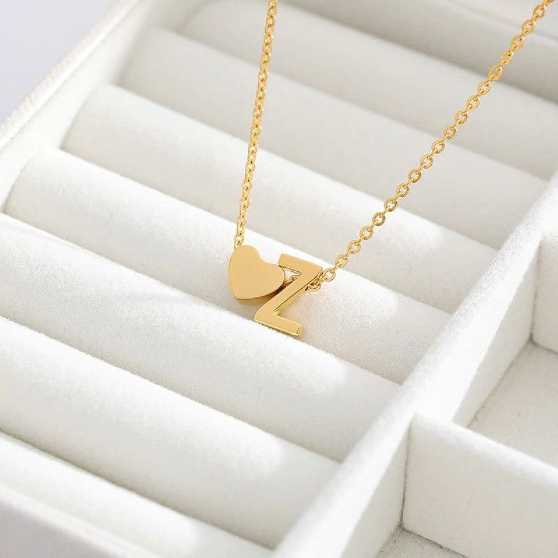 Initial Alphabet Letter Z Gold-plated Copper Pendant Set