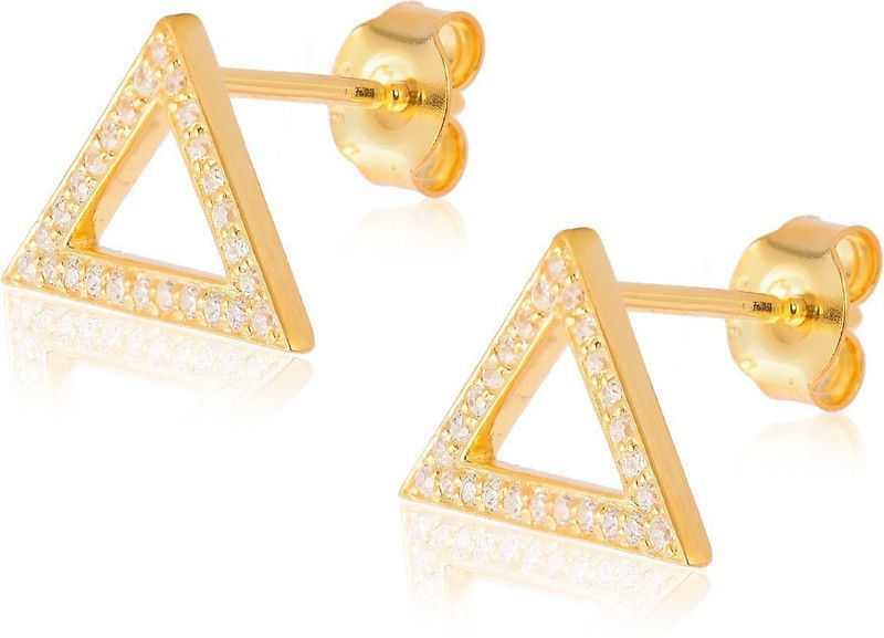 Magnificent Designer Look Triangle Shape Cubic Zirconia Sterling Silver Stud Earring