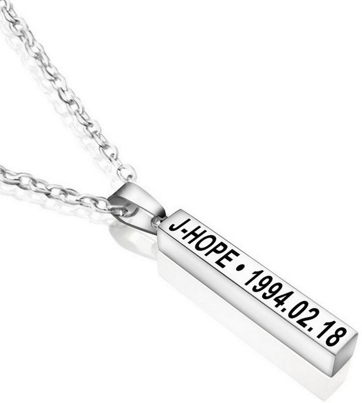 Kpop Hip-hopSinger J hope Name Craved Silver Pendant For Men Silver Stainless Steel Pendant